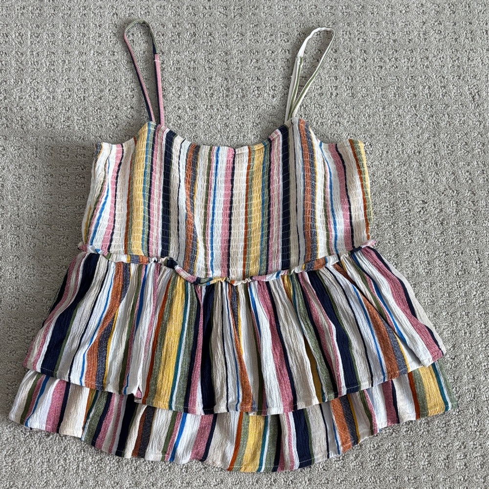 THML Multicolor Striped Blouse With Adjustable Spaghetti Straps Women’s Size M